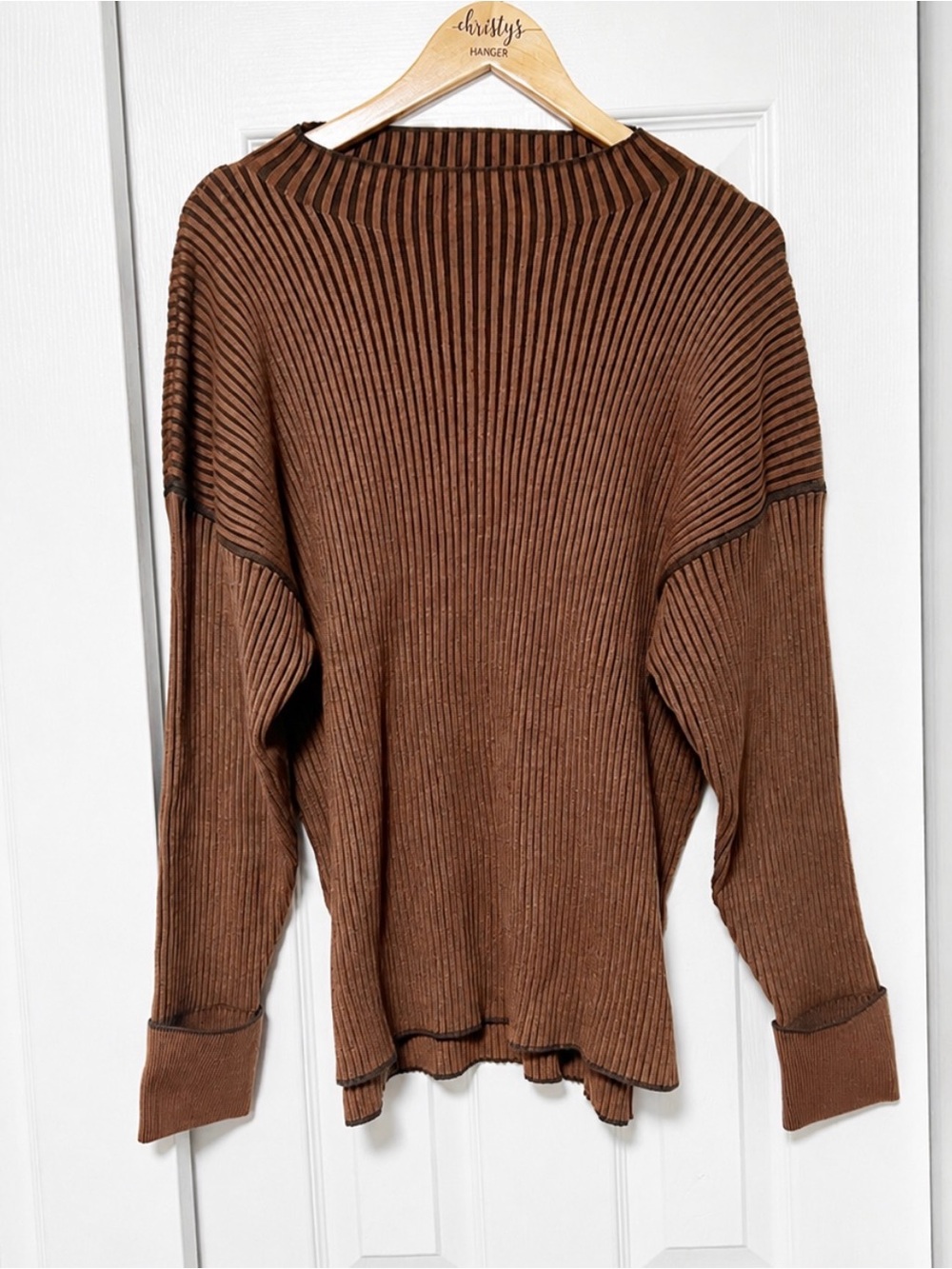 NWT Varley Emile Rib Knit Sweater Brown Size M - Picture 3 of 6